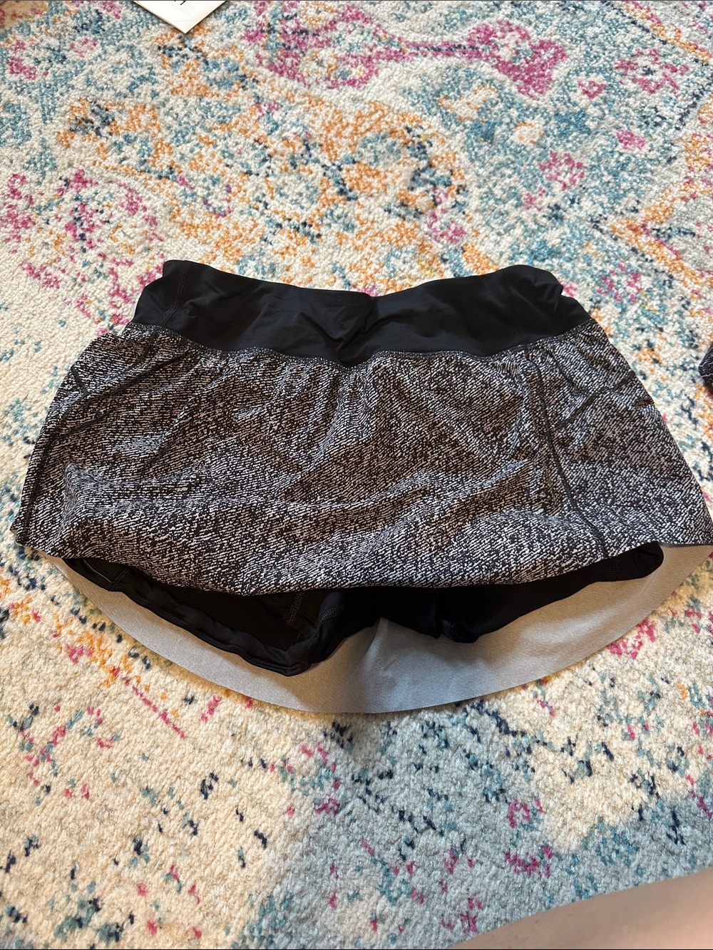 lululemon athletica Black and Gray Patterned Skirted Shorts